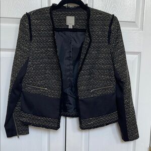 Elegant Black Tweed Women's Jacket by Halogen - Size M